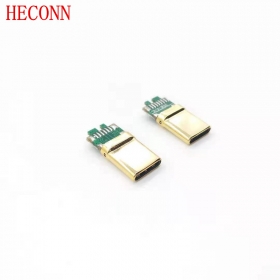 USB-Type-CM/夾板0.8拉伸款/C-C無(wú)元件/彎端/12卡勾 黑LCP/外殼不銹鋼鍍金/磷銅C5191/端子鍍金2u/盤裝