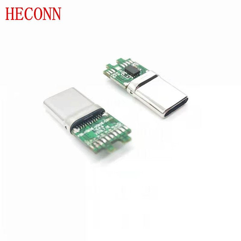USB TYPE C 夾板0.8 黑LCP外殼不銹鋼鍍亮鎳 端子鍍金2u